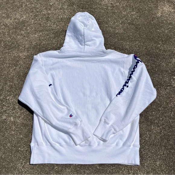 White unisex champion reverse weave hoodie sweatshirt size large new without tag - Picture 4 of 4